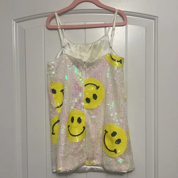 Lola + The Boys Sequin Smiley Dress - Yellow and White - Picture 3 of 4